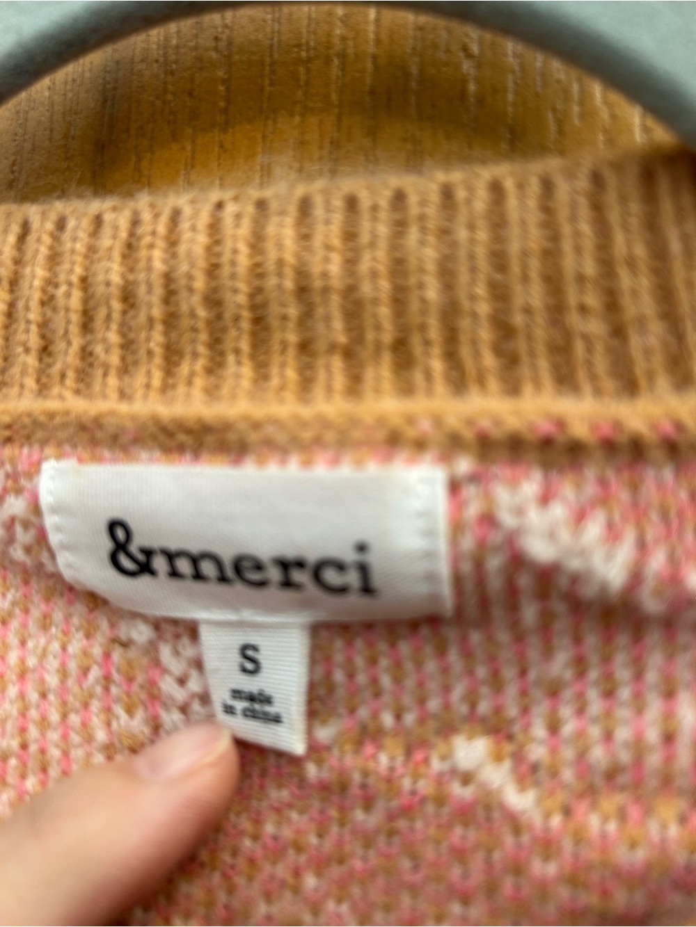 &merci Camel Floral Crewneck Sweater with Pink Accents - Picture 5 of 5